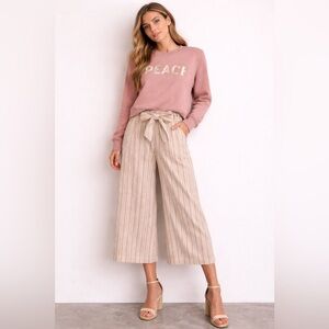 A.n.a || Woman’s Striped wide leg belted cropped pants size xxl